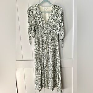 LUCCA summer midi dress size M - white with green vines in perfect condition